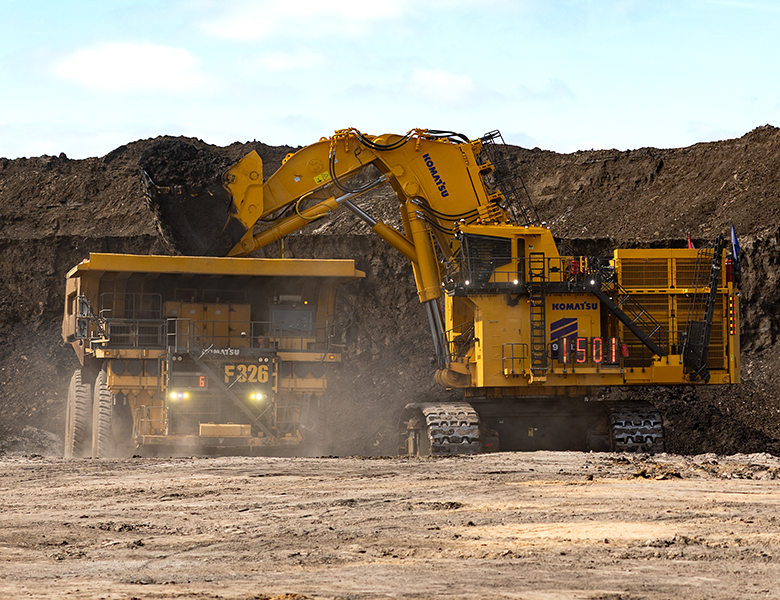 The Komatsu PC9000-12 working a dig face